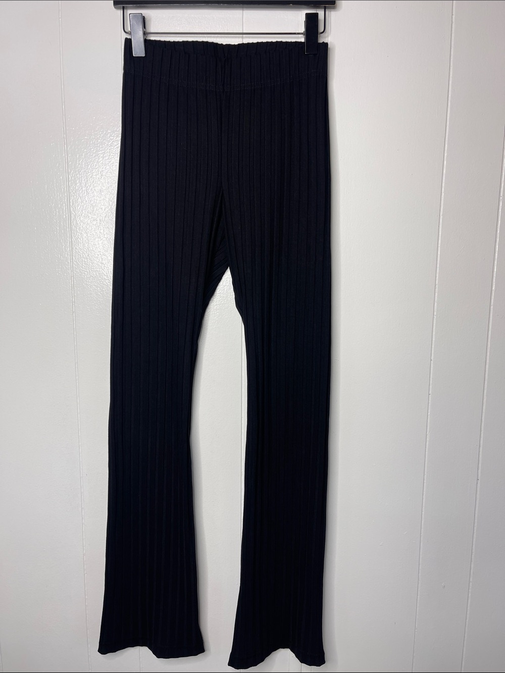 Good American Black Ribbed  Flare Pants Size2